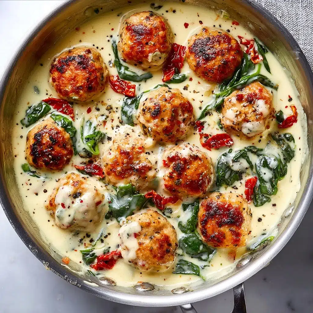 Baked Chicken Ricotta Meatballs with Spinach Alfredo Sauce Recipe - Recipe Image