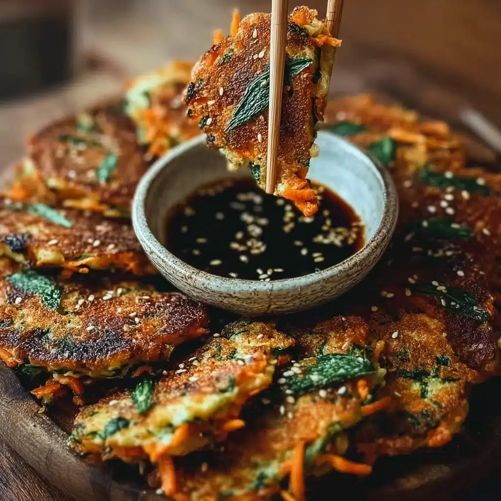 Crispy Vegetable Pancakes with Asian Dipping Sauce Recipe - Recipe Image