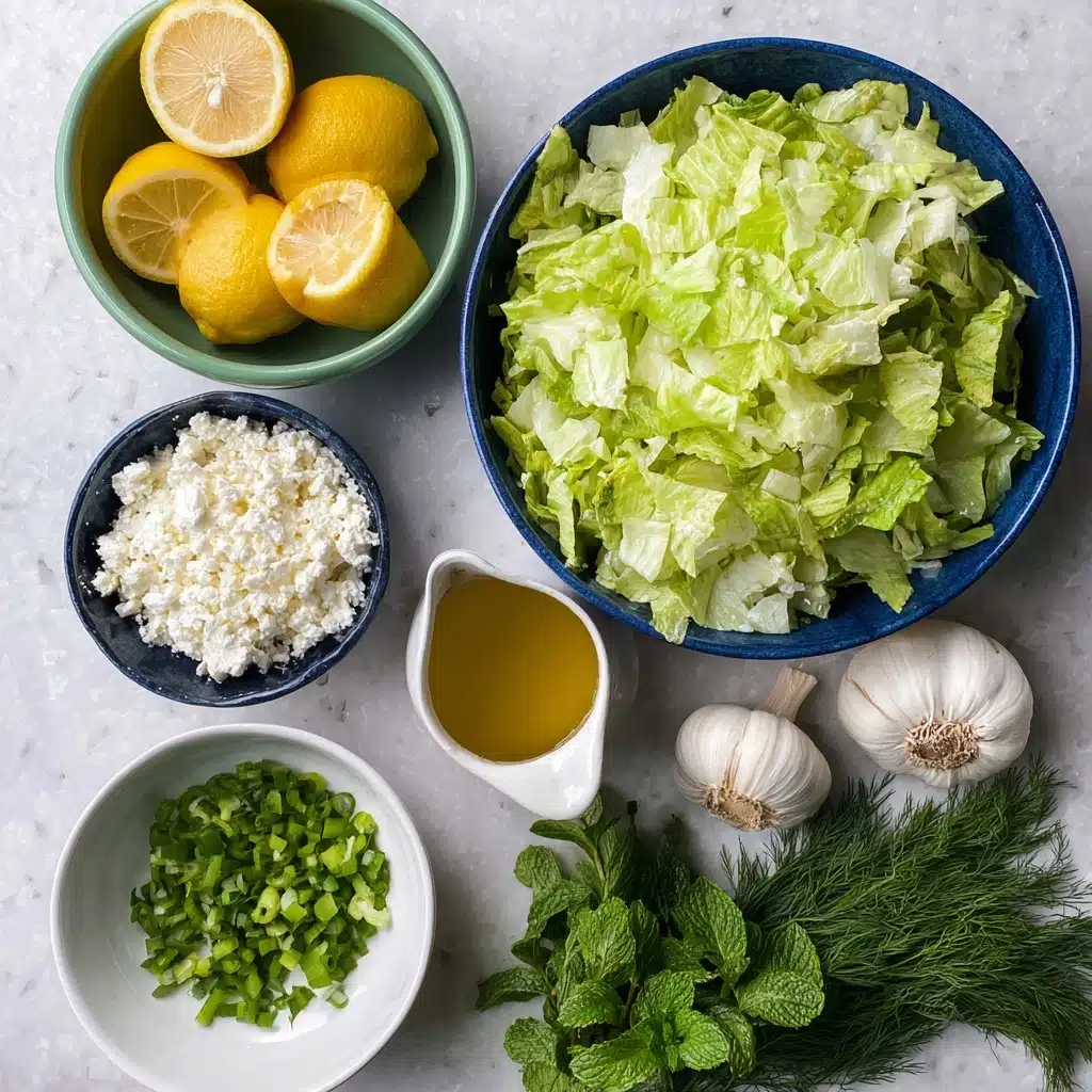 Maroulosalata Greek Lettuce Salad Ingredients Recipe - Recipe Image