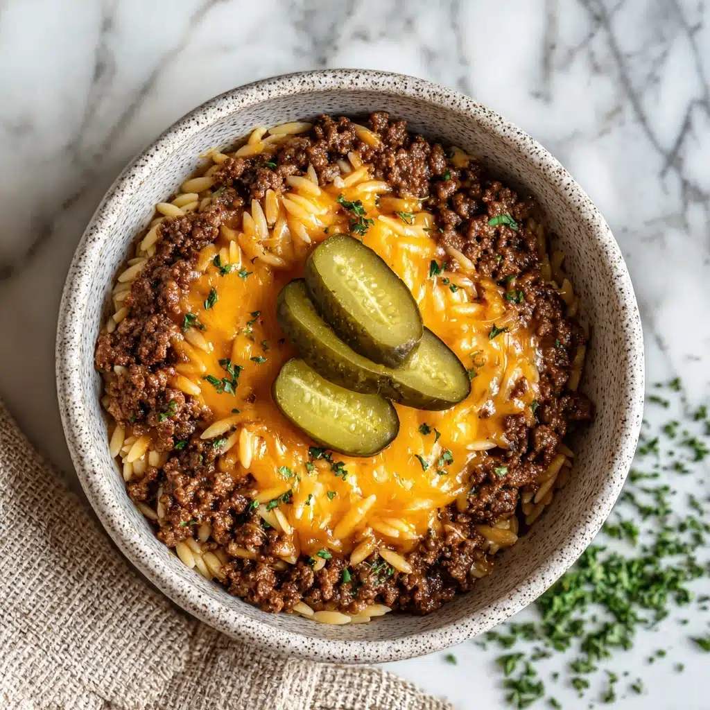 One-Pot Cheeseburger Orzo Skillet Recipe - Recipe Image
