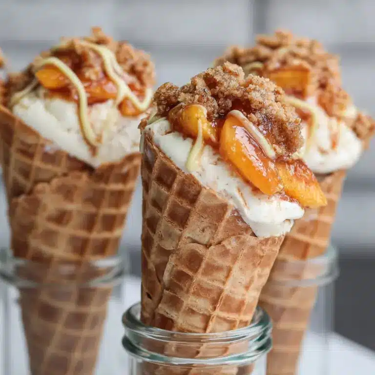 Peach Cobbler Cheesecake Cones Recipe