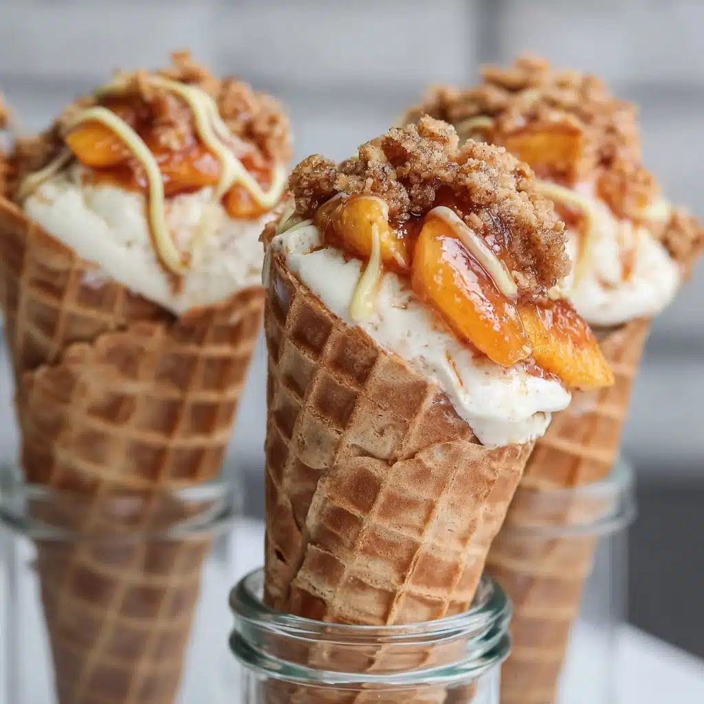 Peach Cobbler Cheesecake Cones Recipe - Recipe Image