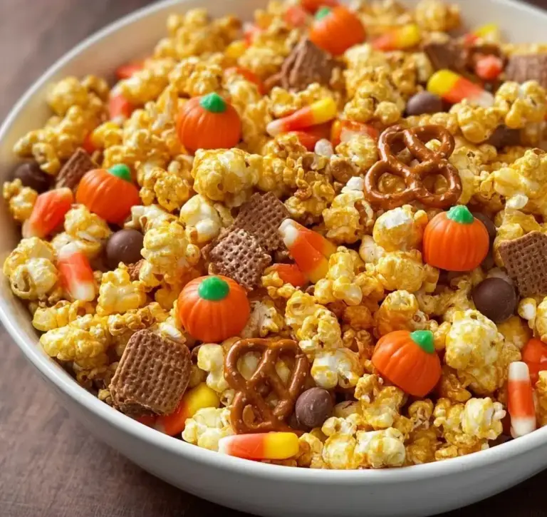Scarecrow Crunch Snack Mix Recipe | Halloween Caramel Corn Recipe