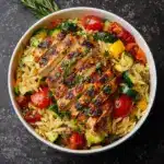 Easy Balsamic Chicken & Veggie Orzo Recipe