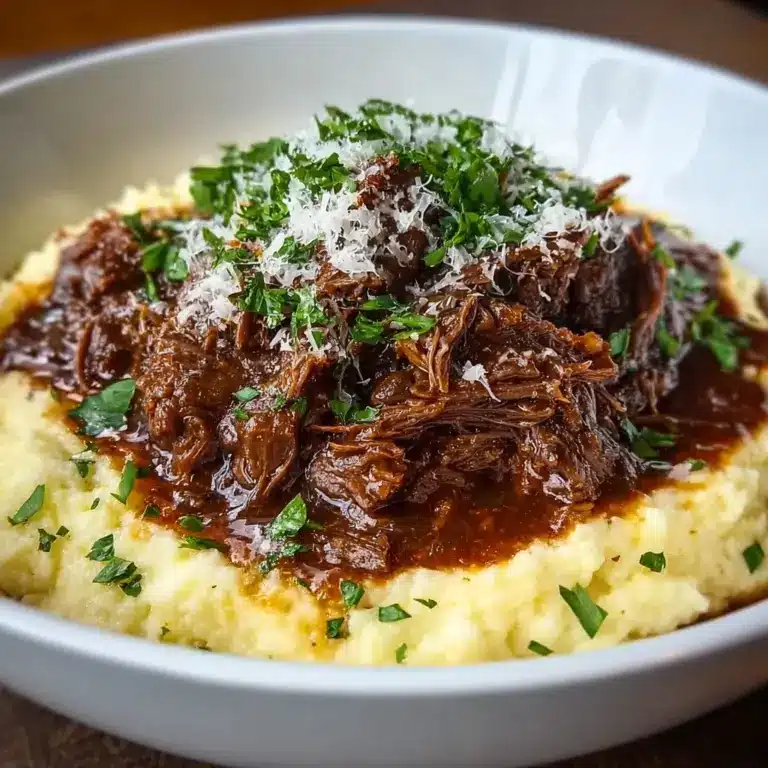Tender Short Rib Ragu Over Silky Parmesan Mashed Potatoes Recipe