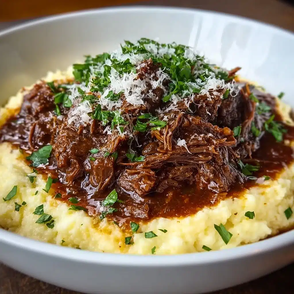 Tender Short Rib Ragu Over Silky Parmesan Mashed Potatoes Recipe - Recipe Image