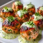 Baked Salmon Meatballs with Avocado Sauce Recipe