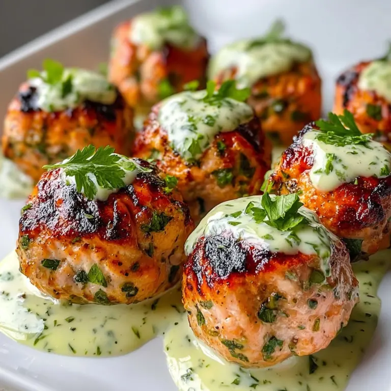 Baked Salmon Meatballs with Avocado Sauce Recipe