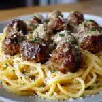 Garlic Butter Meatballs : Creamy Linguine Delight Recipe