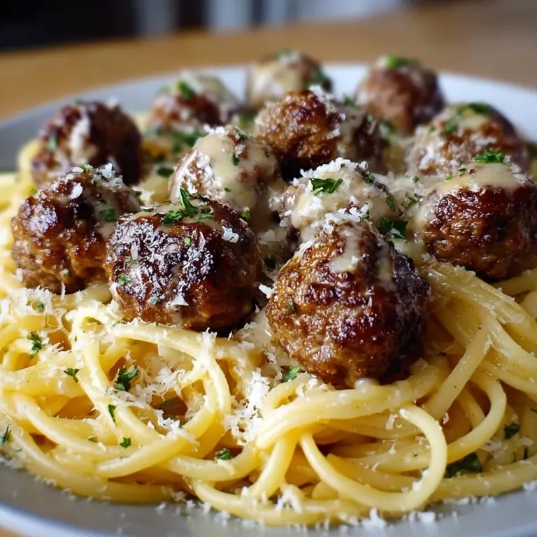 Garlic Butter Meatballs : Creamy Linguine Delight Recipe