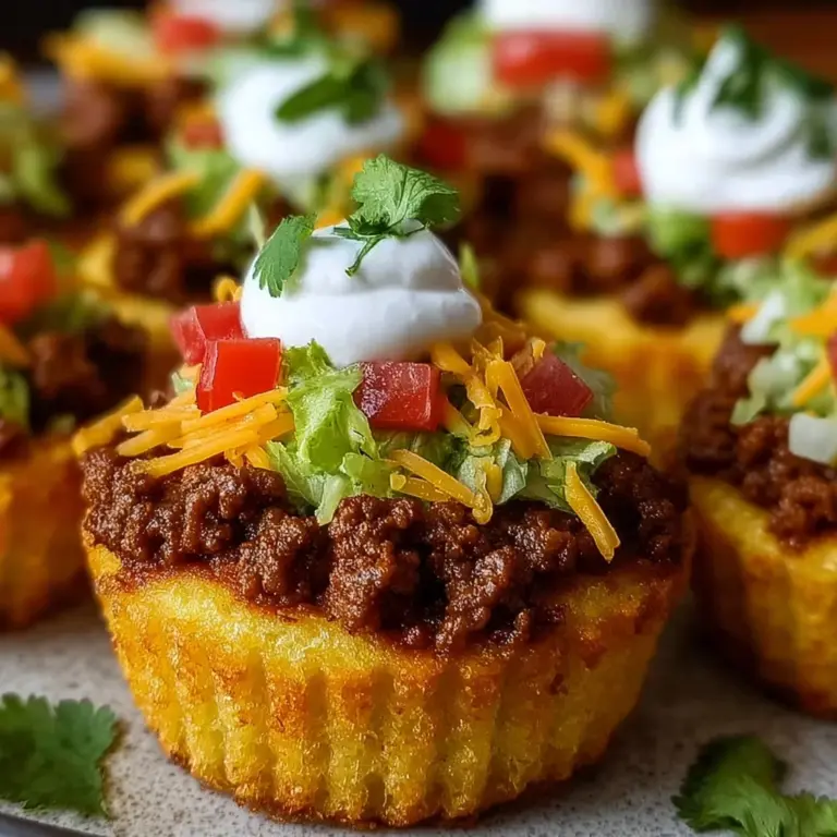 mini taco cupcakes with zesty ground beef and cheese Recipe