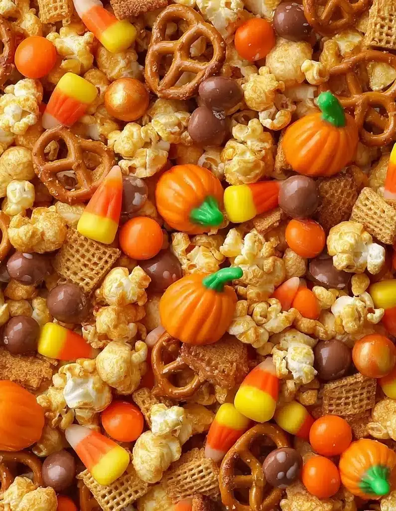 Scarecrow Crunch Snack Mix Recipe | Halloween Caramel Corn Recipe