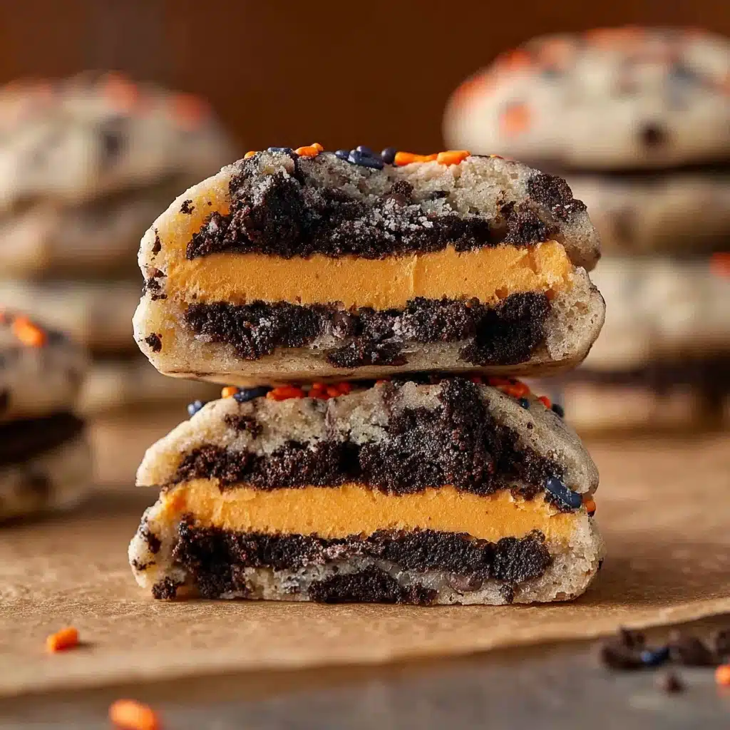 Easy Halloween Oreo Stuffed Chocolate Chip Cookies Recipe - Recipe Image