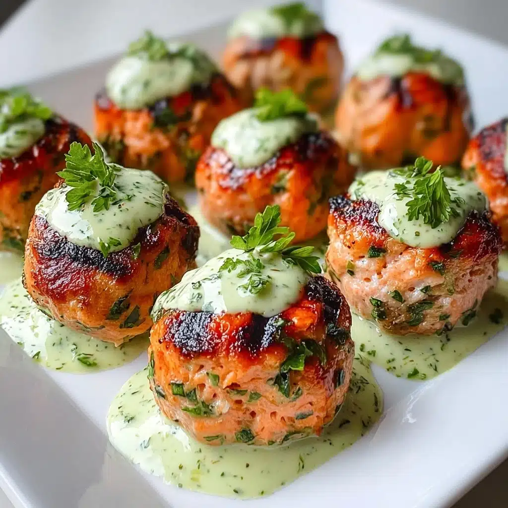 Baked Salmon Meatballs with Avocado Sauce Recipe - Recipe Image