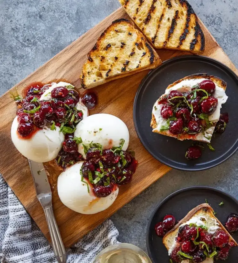 Burrata with Balsamic Cherries and Basil Recipe