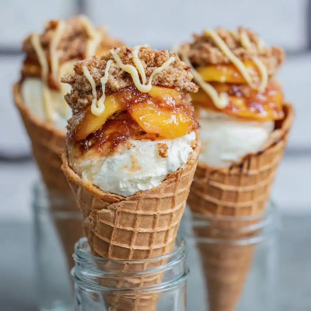 Peach Cobbler Cheesecake Cones Recipe - Recipe Image