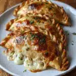 Crispy Cheesy Chicken Alfredo Calzones Recipe