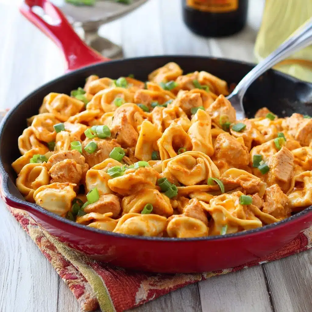 One-Pot Spicy Garlic Butter Chicken Tortellini Recipe - Recipe Image