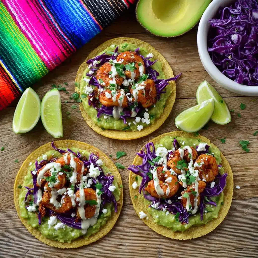 Avocado And Chipotle Shrimp Tostadas With Cilantro Lime Crema
 - Recipe Image