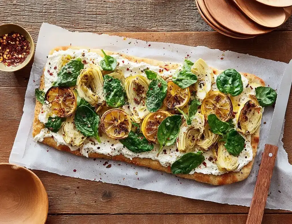 Grilled Flatbread Pizza with Artichoke, Ricotta and Lemon Recipe