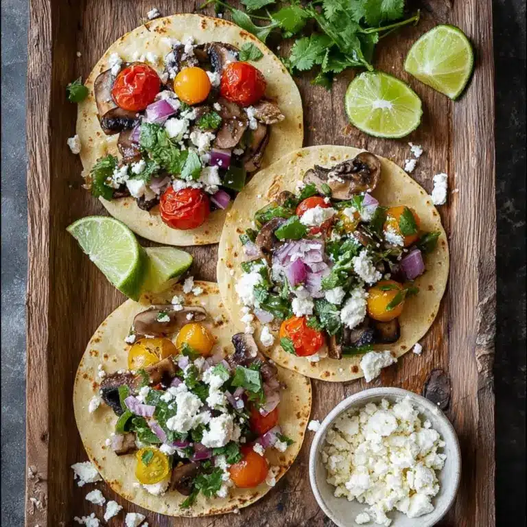 Poblano and Mushroom Tacos with Tomatoes and Goat Cheese Recipe