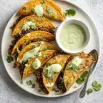 Crispy Baked Ground Turkey Tacos with Avocado Sauce Recipe
