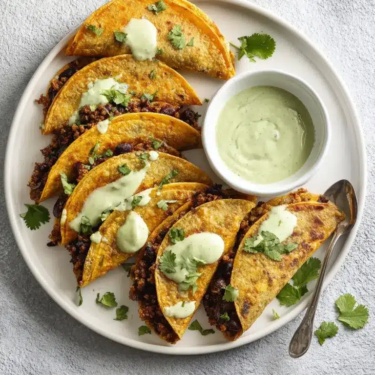 Crispy Baked Ground Turkey Tacos with Avocado Sauce Recipe