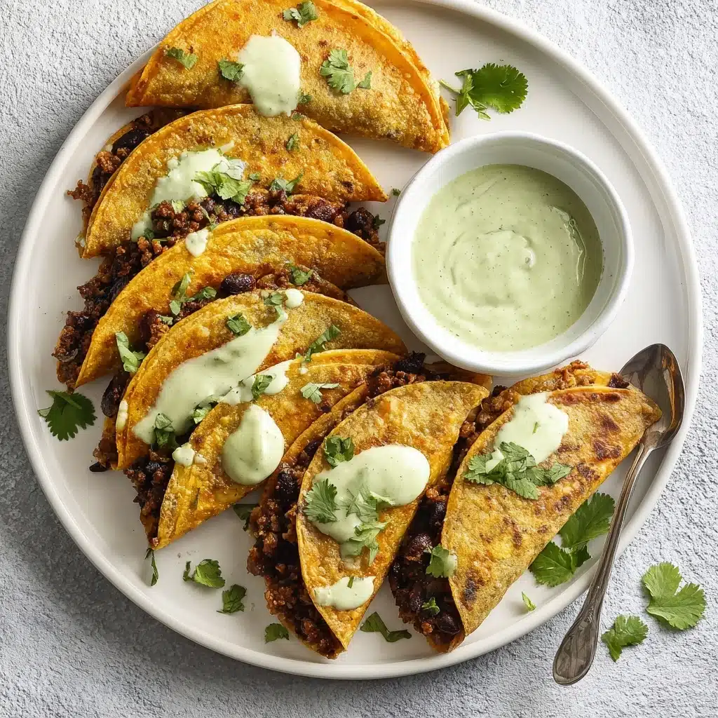 Crispy Baked Ground Turkey Tacos with Avocado Sauce Recipe - Recipe Image