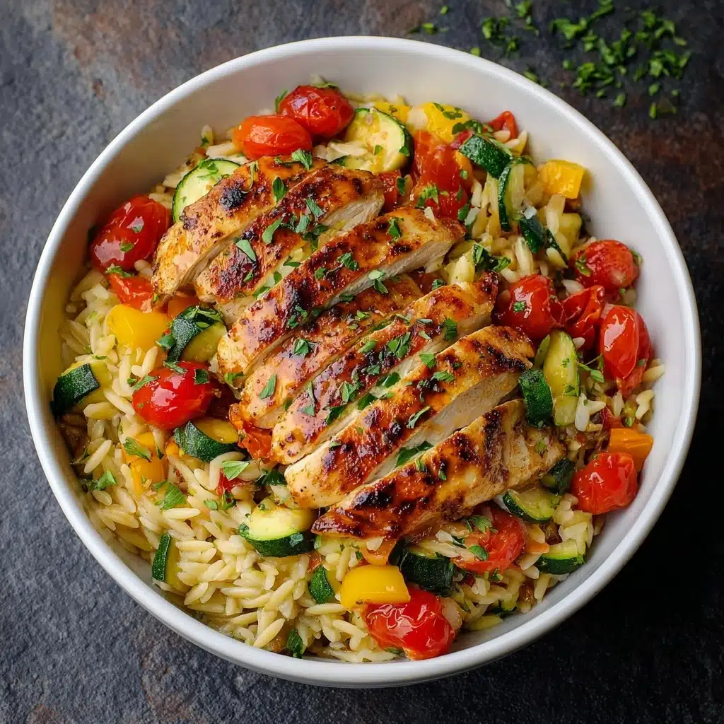 Easy Balsamic Chicken & Veggie Orzo Recipe - Recipe Image