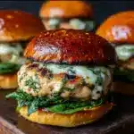 White Cheddar and Spinach Chicken Burgers Recipe