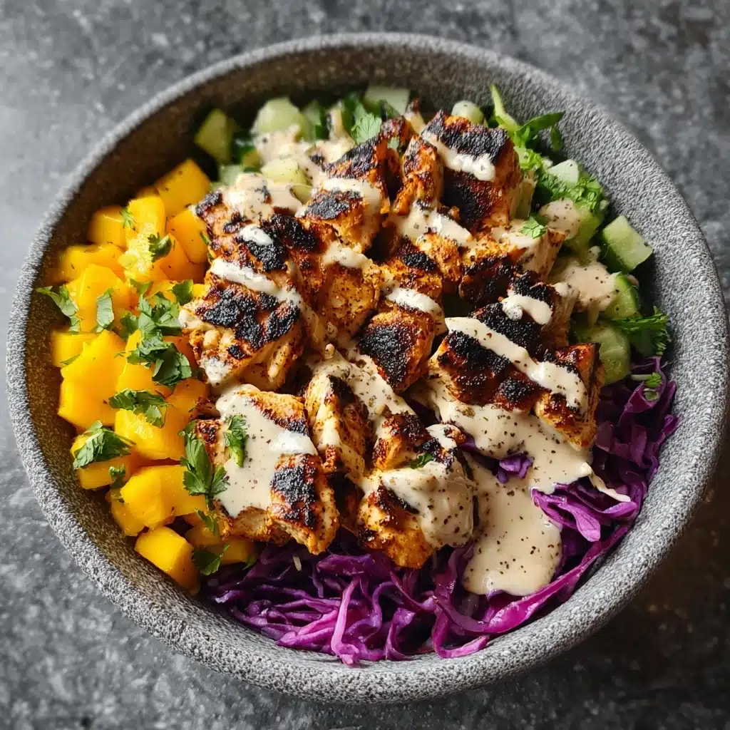 Jerk Chicken & Mango Slaw Bowls with Honey Lime Cream Recipe - Recipe Image