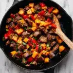 Steak Bites with Sweet Potatoes and Peppers Recipe