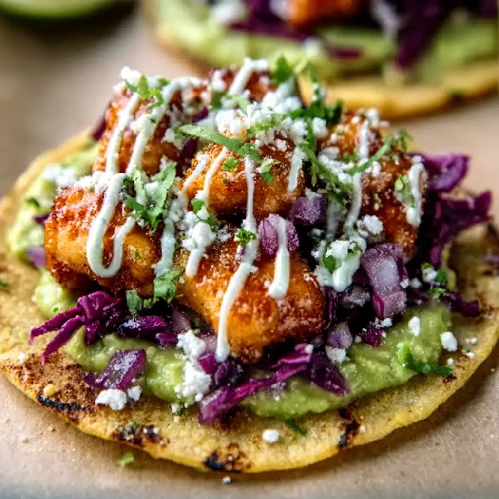 Avocado And Chipotle Shrimp Tostadas With Cilantro Lime Crema
 - Recipe Image