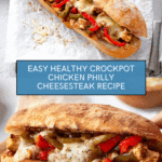 Healthy Crockpot Chicken Philly Cheesesteak Recipe