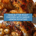 Herb Butter Roast Chicken with Garlic Potatoes Recipe
