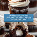 Swirled Chocolate Cupcakes with Creamy Chocolate Filling Recipe