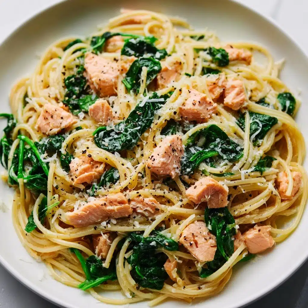 Salmon Spinach Pasta Dish Recipe - Recipe Image