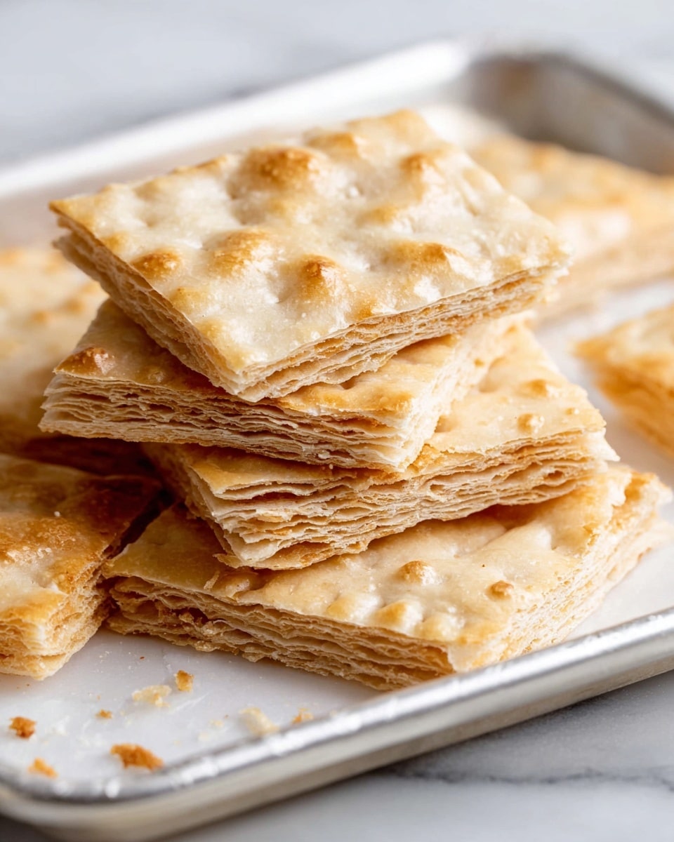 The image shows two thick rectangular pieces of folded dough stacked on top of each other on a piece of parchment paper. The dough has a pale cream color with visible soft layers and a smooth texture. The background features a white marbled surface, and there are blurred kitchen items in the background, including a ribbed white container holding wooden utensils and a small metallic cup. A white cloth with red stripes peeks from the left edge. The setting is bright with soft natural light. photo taken with an iphone --ar 4:5 --v 7