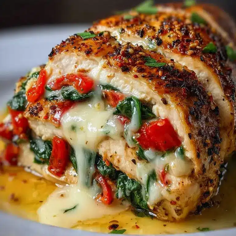 Roasted Red Pepper, Spinach, and Mozzarella Stuffed Chicken Recipe