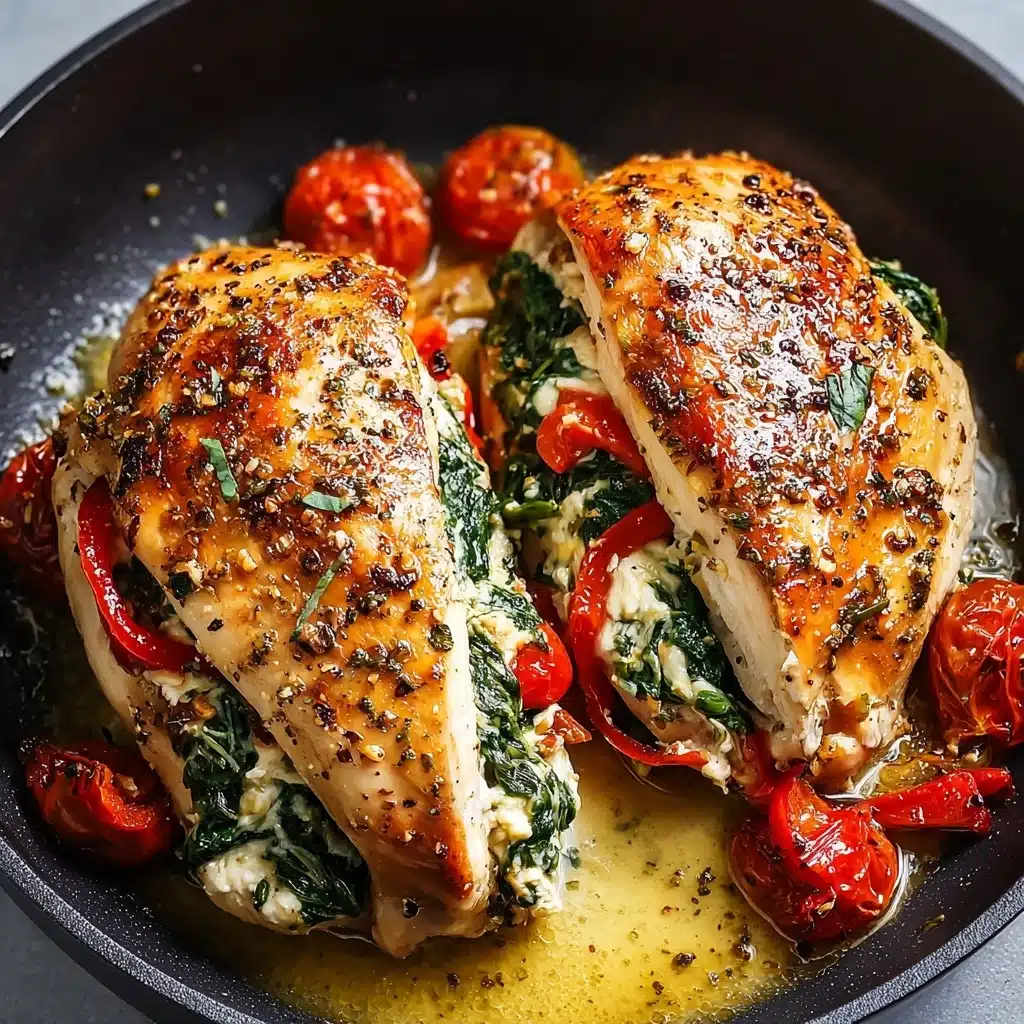 Roasted Red Pepper, Spinach, and Mozzarella Stuffed Chicken Recipe - Recipe Image