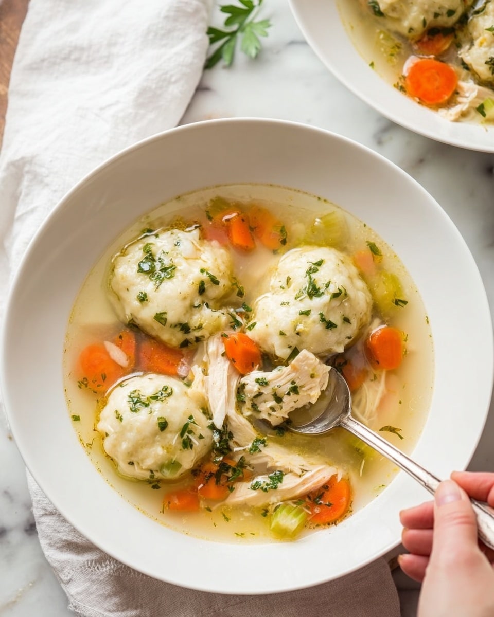 The image shows an overhead view of various raw ingredients neatly arranged on a white marbled surface. In the center, a large gray bowl filled with a light brown broth sits surrounded by smaller white bowls containing chopped carrots, diced celery, chopped onions, raw chicken thighs with pale pink skin stacked on a white plate, an egg, melted butter, apple cider vinegar, olive oil, chopped parsley, and several small bowls with different spices including salt, black pepper, dried herbs, and a bay leaf. A small bowl of all-purpose flour is also present, creating a colorful and organized presentation of fresh and raw cooking elements. Photo taken with an iphone --ar 4:5 --v 7