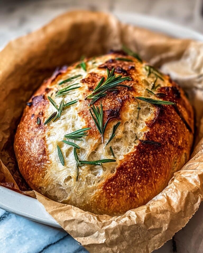 Rustic No-Knead Rosemary Garlic Bread Recipe