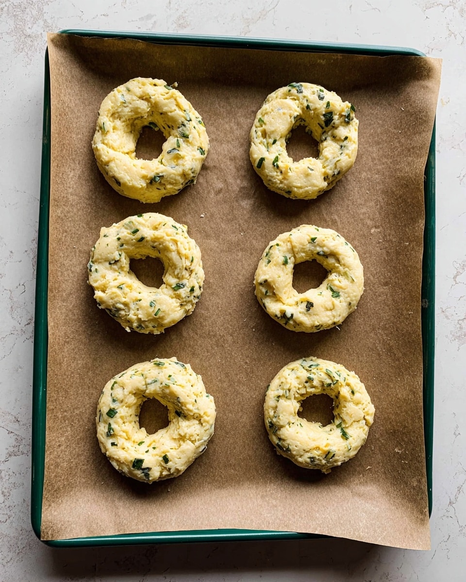 A stack of four golden brown bagels with a slightly crispy crust and a soft inside are resting on a white cloth-lined basket. Each bagel is filled with visible green spinach leaves creating a marbled texture inside the dough. The top bagel is broken open, showing a creamy white cheese center mixed with the spinach. The background is a white marbled texture. photo taken with an iphone --ar 4:5 --v 7