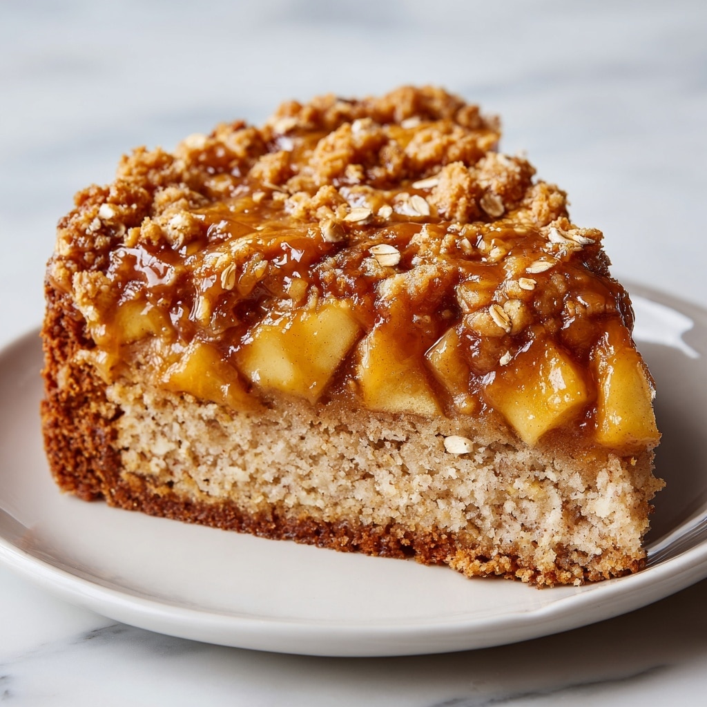 The image shows a round cake with a slice cut out and placed in front on a white plate. The cake has one thick layer with a golden brown crust and a moist, dense inside filled with pieces of light yellow fruit or nuts. The top is sprinkled with sliced almonds and a light dusting of powdered sugar, adding texture and visual interest. The white plate sits on a white marbled surface, and the overall image is bright with natural light highlighting the cake’s texture and colors. photo taken with an iphone --ar 4:5 --v 7
