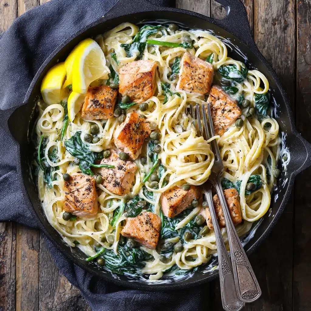 Salmon Spinach Pasta Dish Recipe - Recipe Image