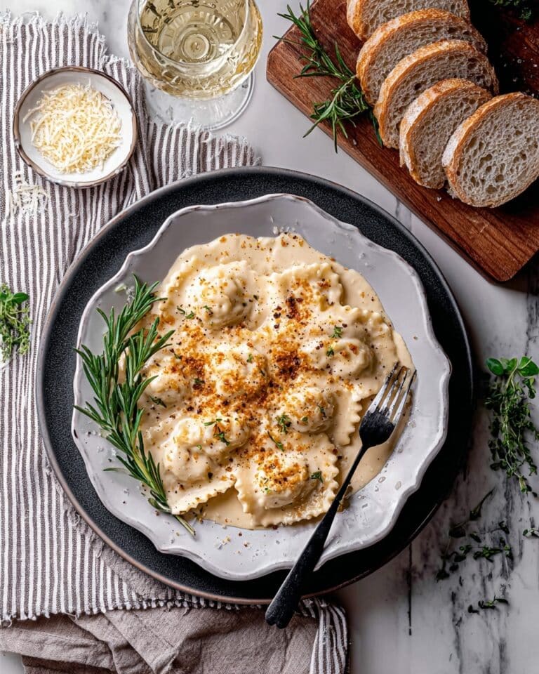 Butternut Squash Ravioli with Rosemary Cream Sauce Recipe