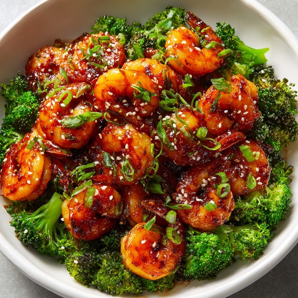 A black bowl sits on a white marbled surface filled with three visible layers: at the bottom, there is a layer of white rice with soft grains; on top of the rice, there are bright green broccoli florets scattered around; the top layer consists of golden-brown cooked shrimp coated in a shiny sauce mixed with translucent caramelized onion slices, sprinkled with white sesame seeds. A vintage silver fork rests on the edge of the bowl. Photo taken with an iphone --ar 4:5 --v 7