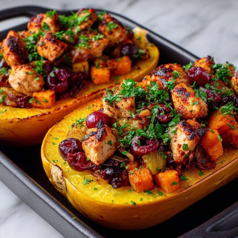 Honey-Roasted Butternut Squash Stuffed with Savory Chicken and Spinach Recipe