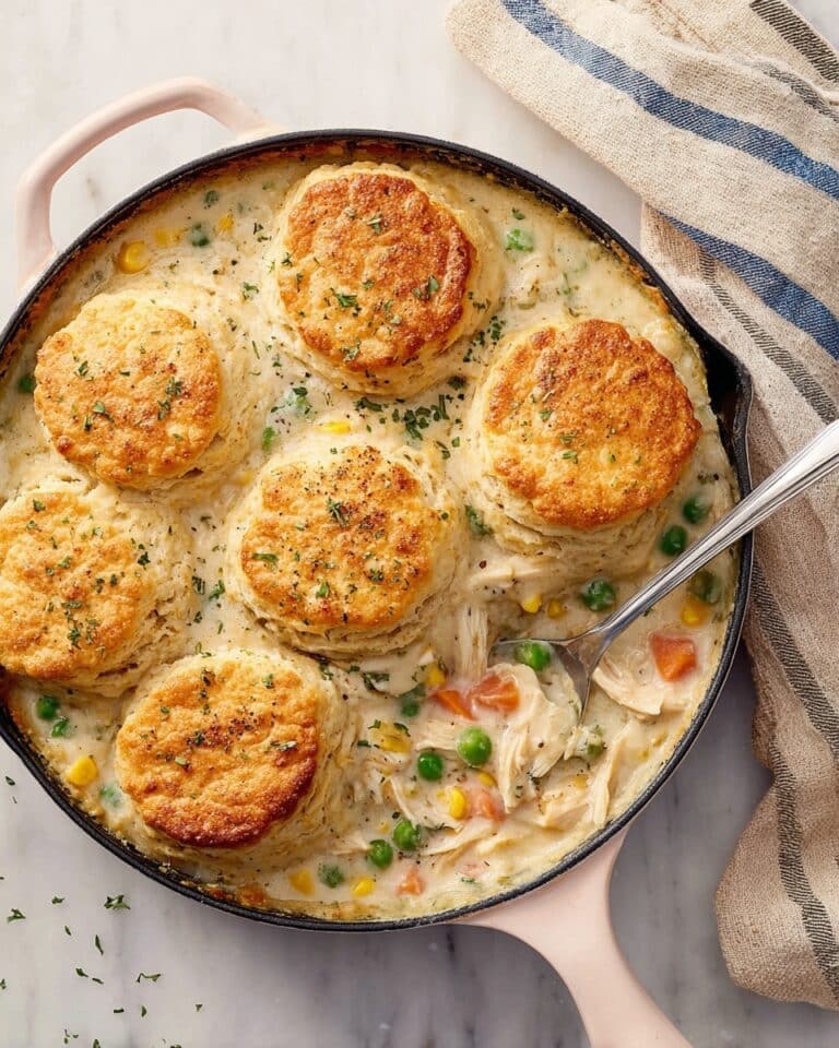 Savory Breakfast Pot Pie with Honey Butter Biscuit Topping Recipe