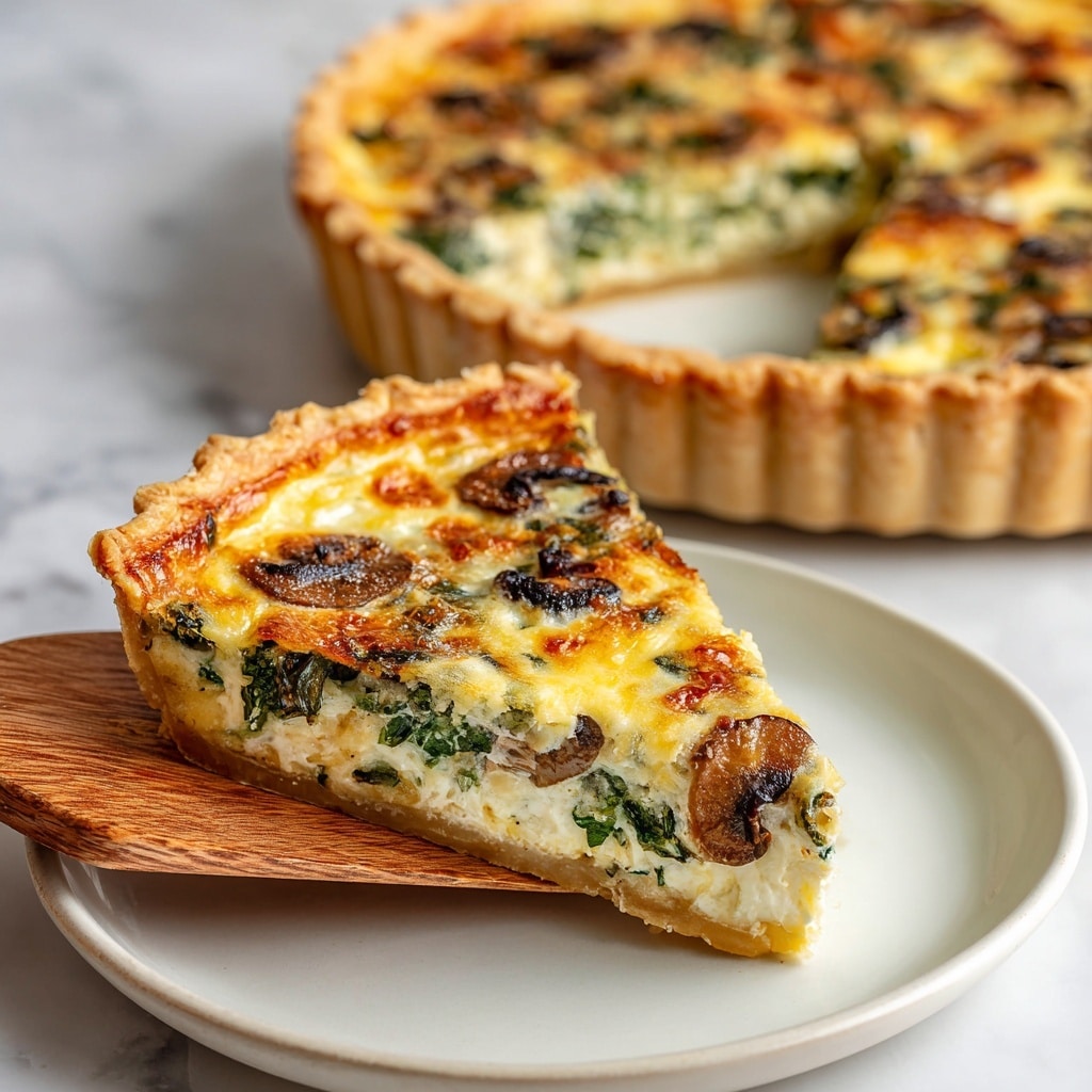 The image shows a slice of vegetable quiche on a white plate, with a wooden spatula lifting the slice. The quiche has a golden brown crust with a slightly crumbly texture, forming the bottom and sides of the slice. Inside, there are visible layers including a creamy, pale yellow egg filling mixed with soft green broccoli pieces and small orange carrot bits, all baked together with a slightly browned top layer of melted cheese. The background features the rest of the quiche in a ceramic baking dish on a white marbled surface. Photo taken with an iphone --ar 4:5 --v 7